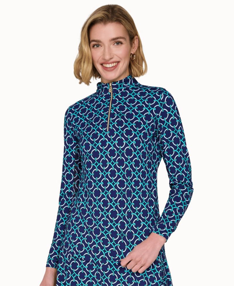 Women's Golf Mock-Neck Quarter-Zip Long-Sleeve Mesh Top