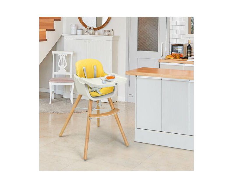 Girls Wooden 3 in 1 Convertible High chair with Cushion