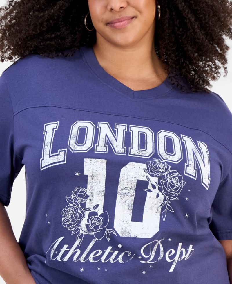Trendy Plus Size Short-Sleeve London 10 Graphic Varsity Boyfriend Tee
