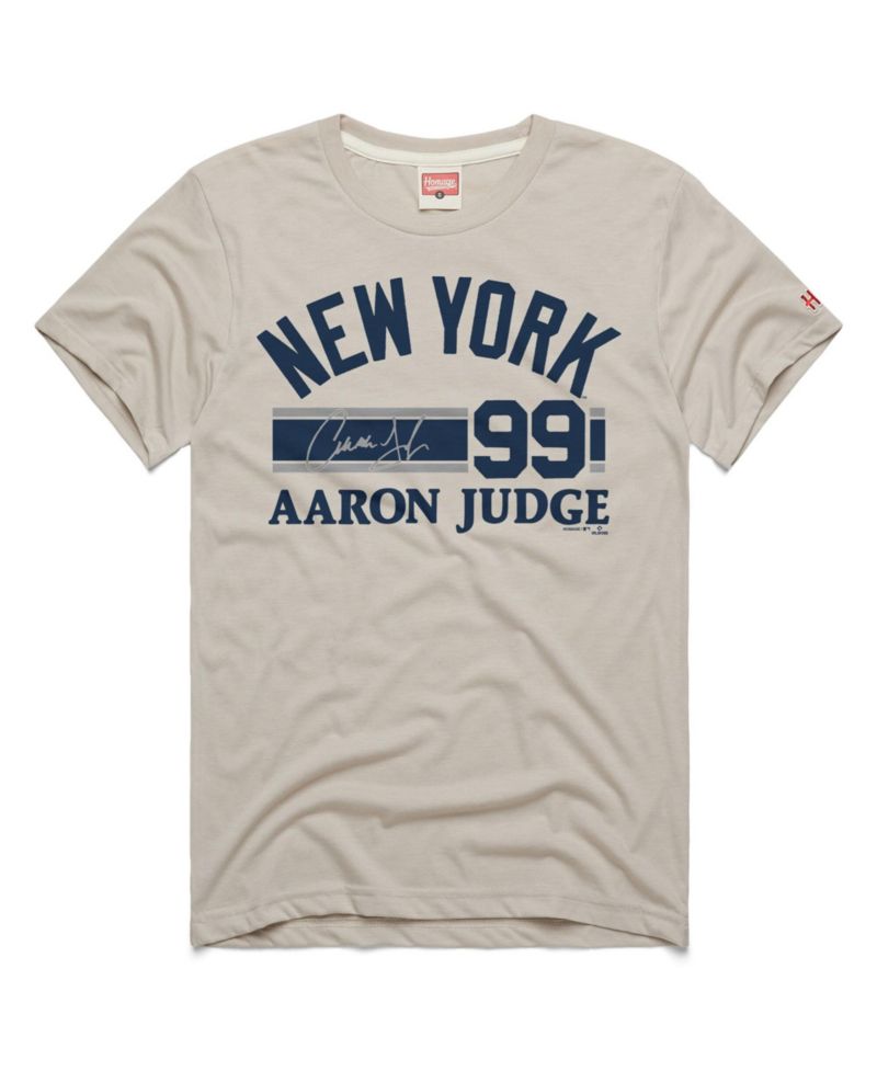 Men's Aaron Judge Stone New York Yankees Signature Name & Number Tri-Blend T-Shirt