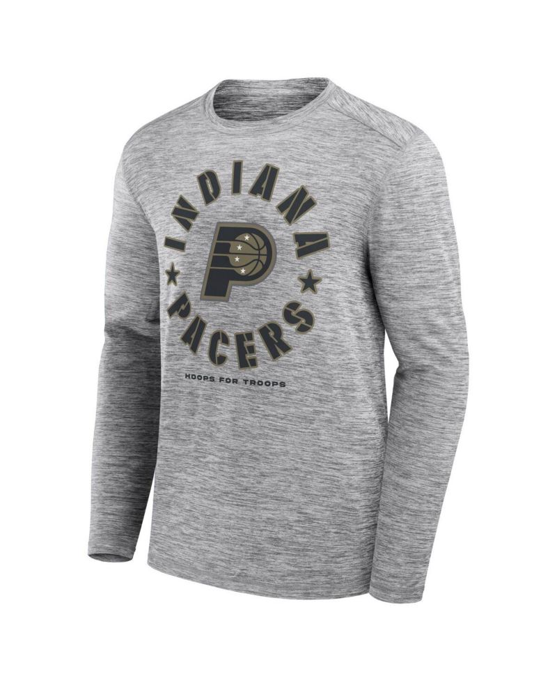 Men's Heather Gray Indiana Pacers NBA Hoops for Troops Long Sleeve T-Shirt