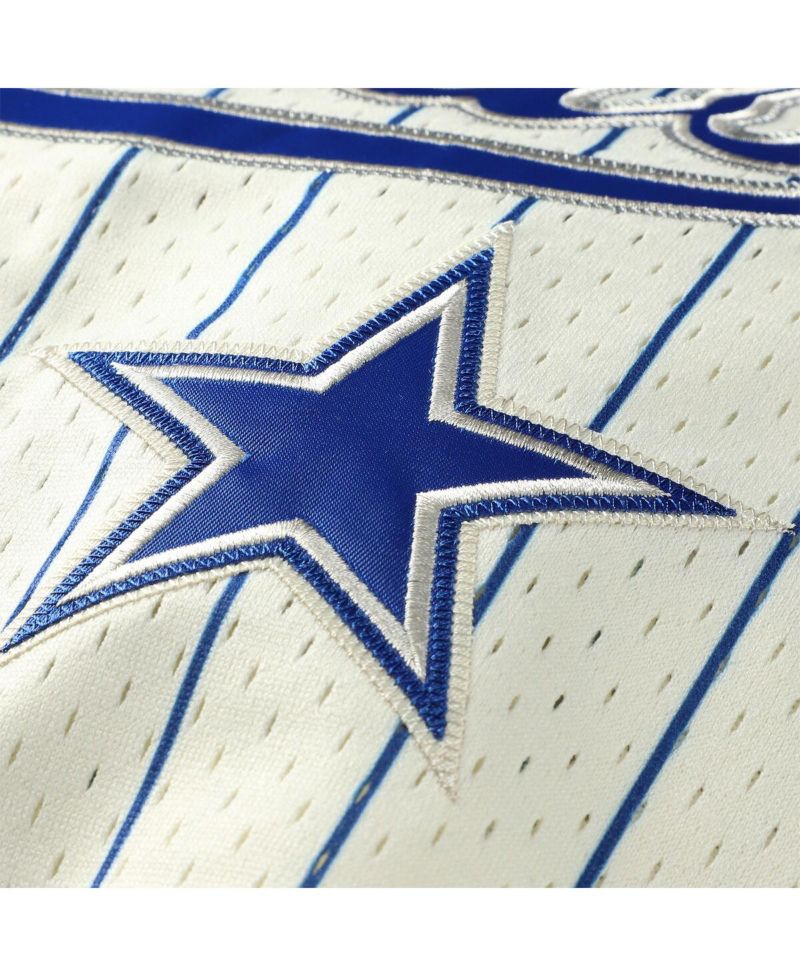Men's Emmitt Smith Cream Dallas Cowboys Name & Number Mesh Button-Up Baseball Jersey