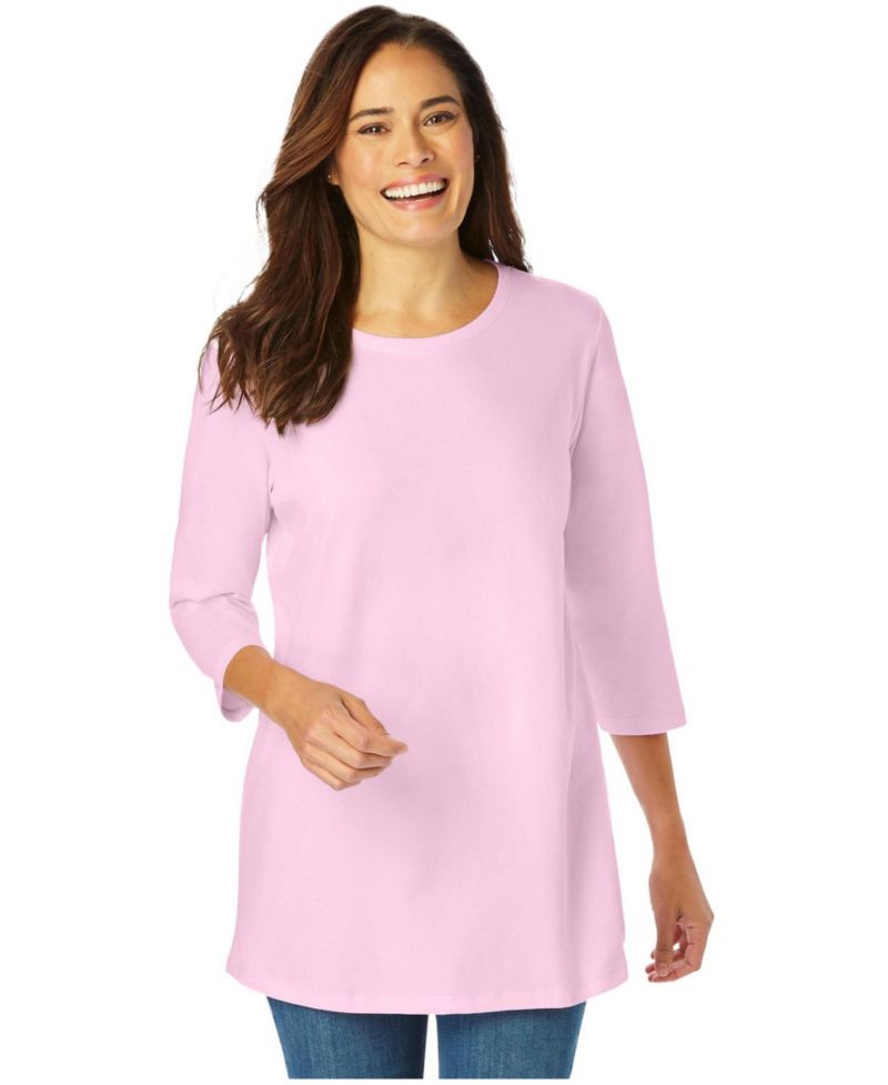 Plus Size Perfect Three-Quarter Sleeve Crewneck Tee