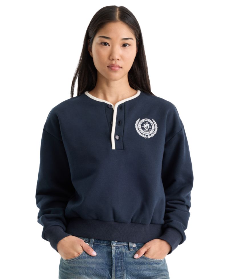 Women's The Brushed Fleece Henley Neck Top