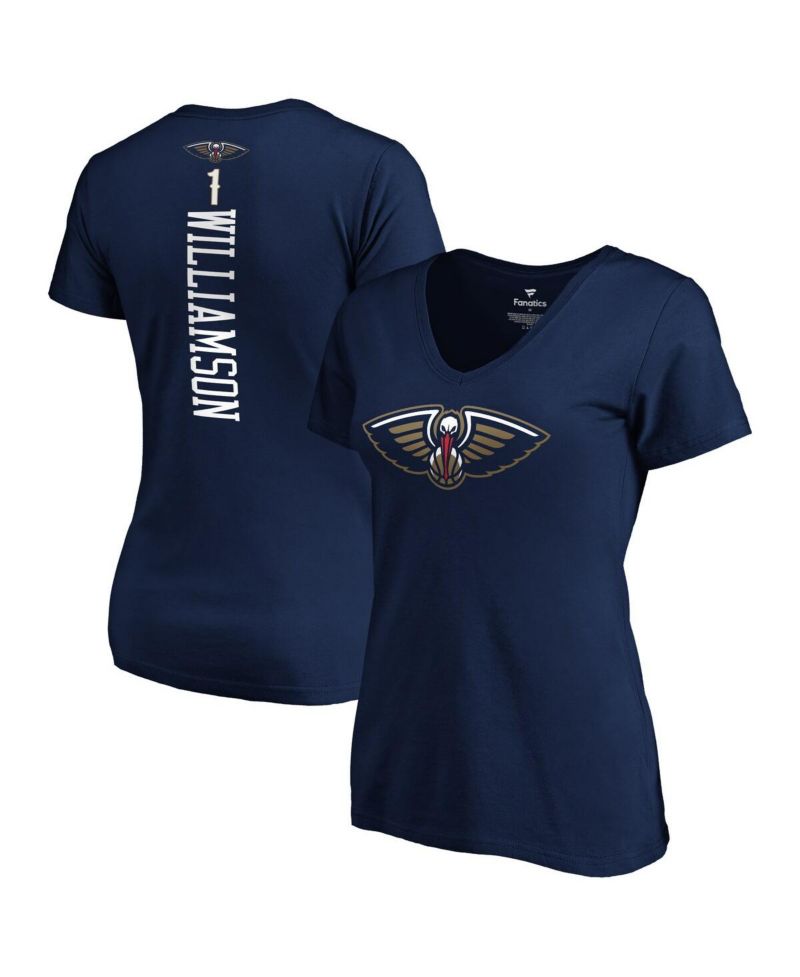 Women's Zion Williamson Navy New Orleans Pelicans 2019 Nba Draft Playmaker Name & Number V-Neck T-Shirt