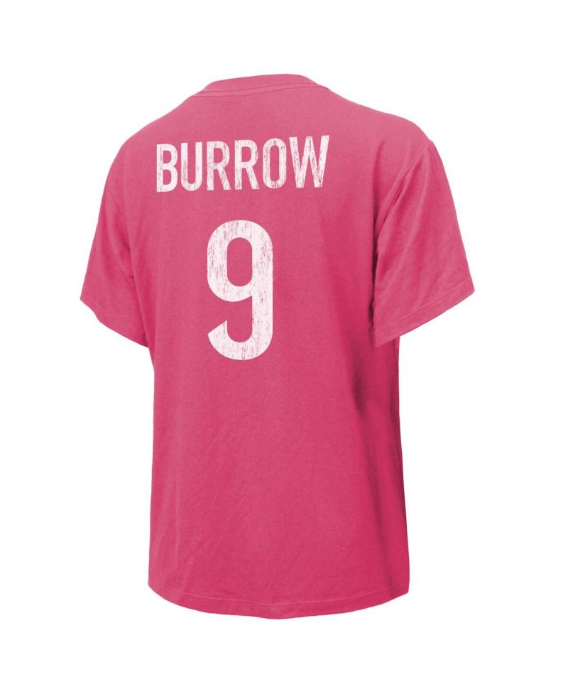 Women's Threads Joe Burrow Pink Distressed Cincinnati Bengals Name and Number T-shirt