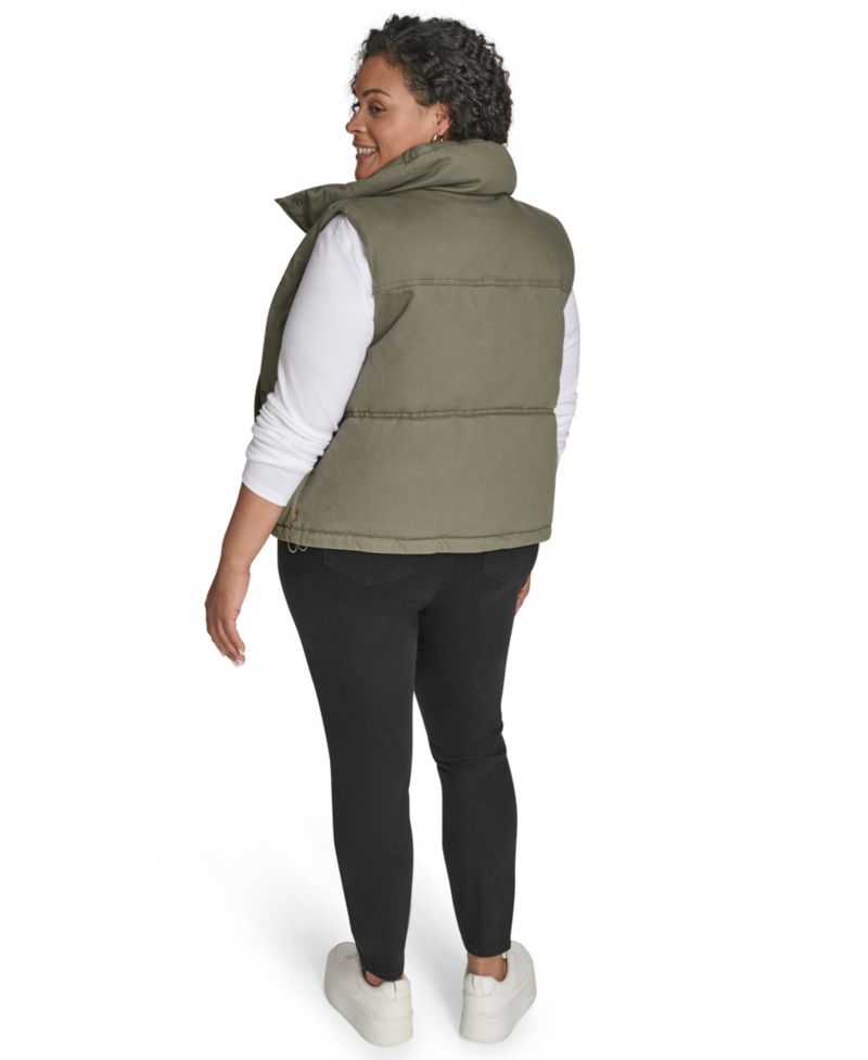 Plus Size Sleeveless Short Puffer Vest