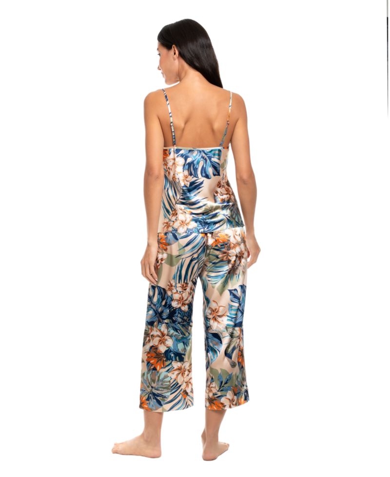 Women's Printed Top and Cropped Pants, 2-Piece Set