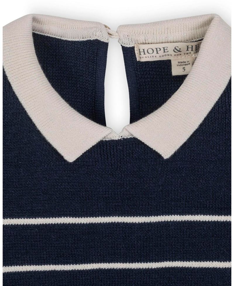 Little Girls Hope and Henry Organic Short Sleeve Milano Sweater Dress with Collar