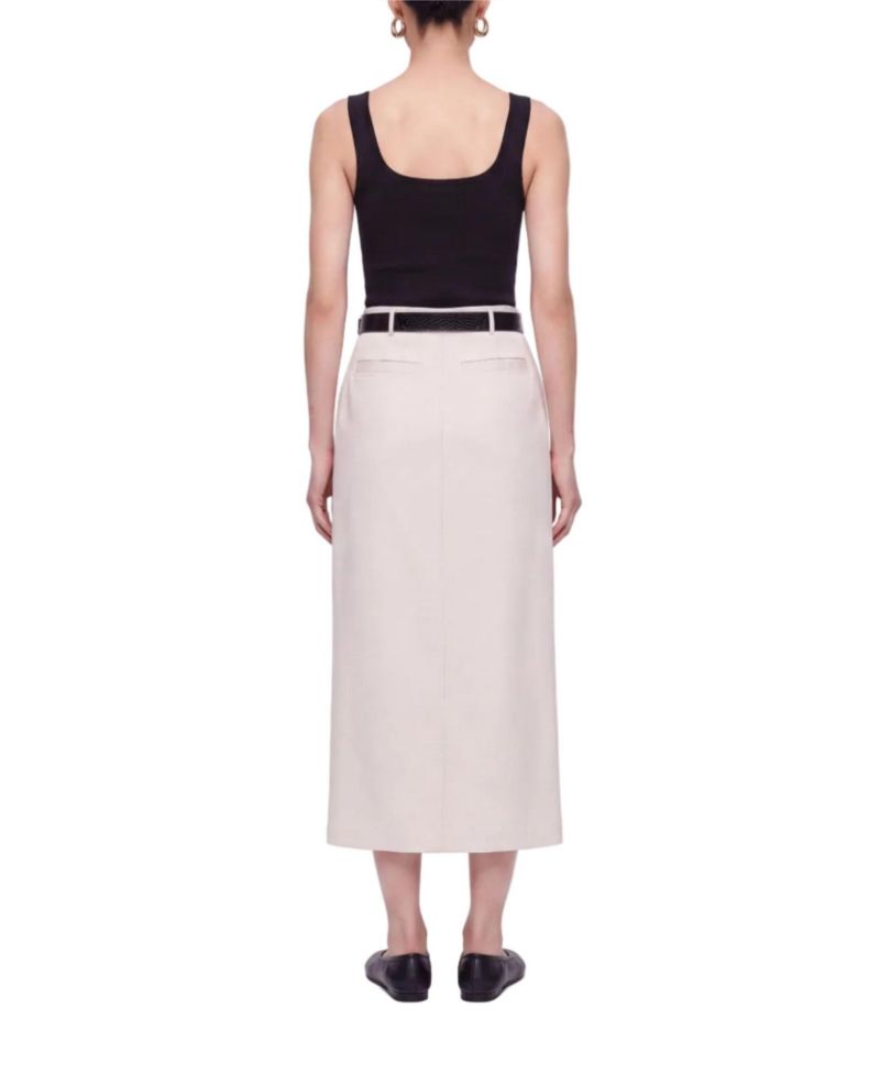 Women's Belted Front-Slit Maxi Skirt