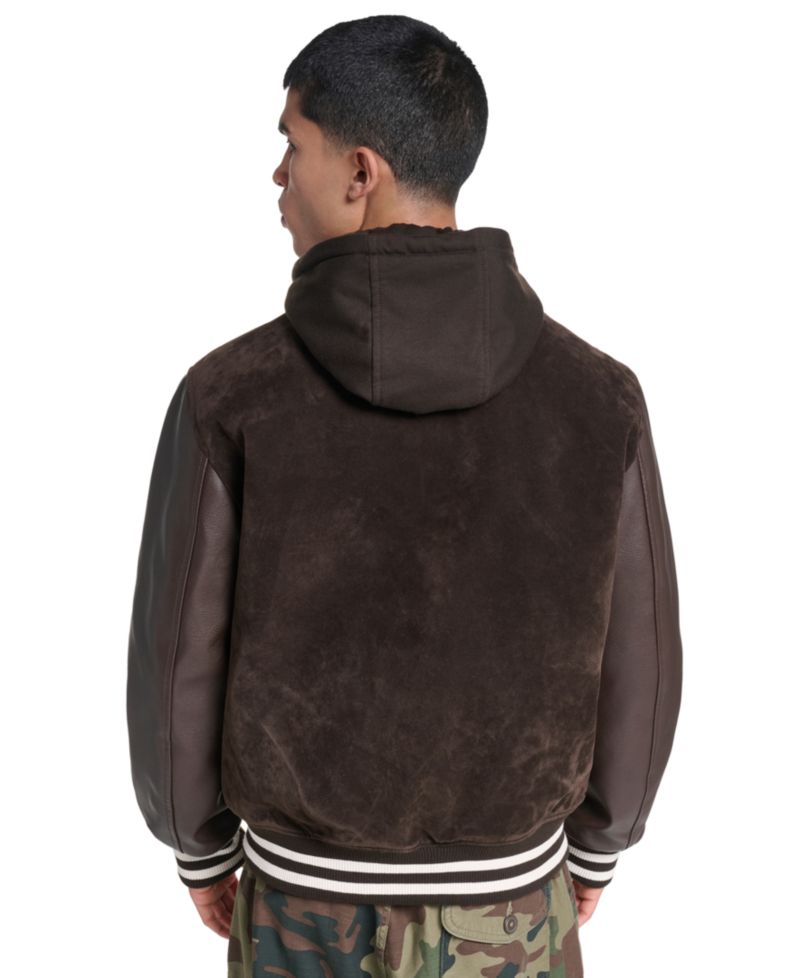 Men's Varsity Faux Suede Leather Jacket