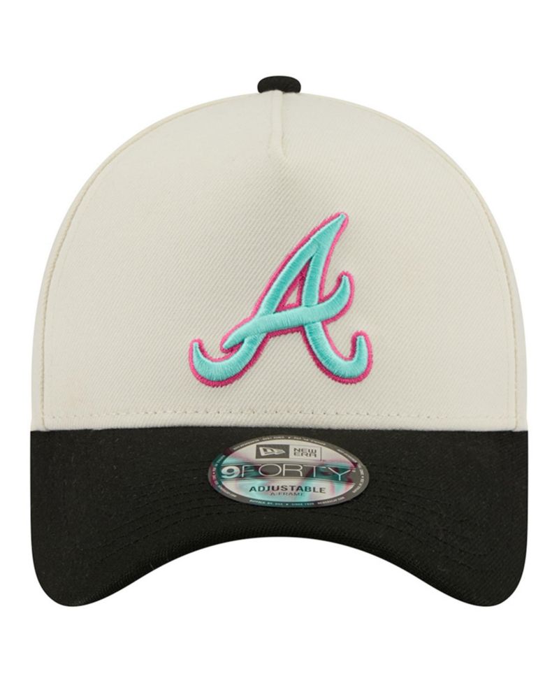 Men's Cream Atlanta Braves Stadium Chrome 9FORTY A-Frame Adjustable Hat