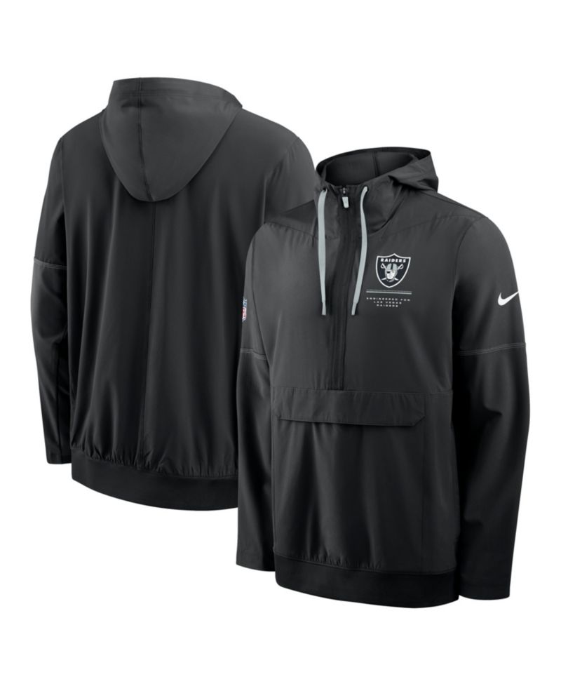 Men's Black Las Vegas Raiders Sideline Anorak Half-Zip Hoodie