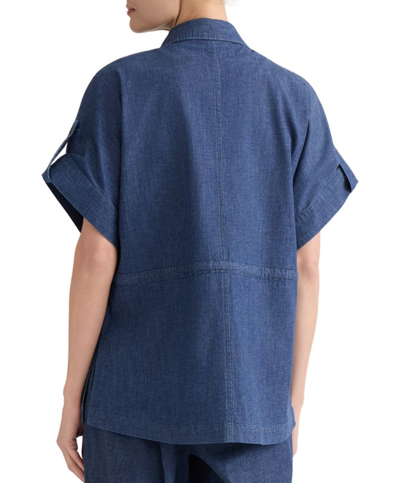 Women's Button-Front Cinch Waist Shirt
