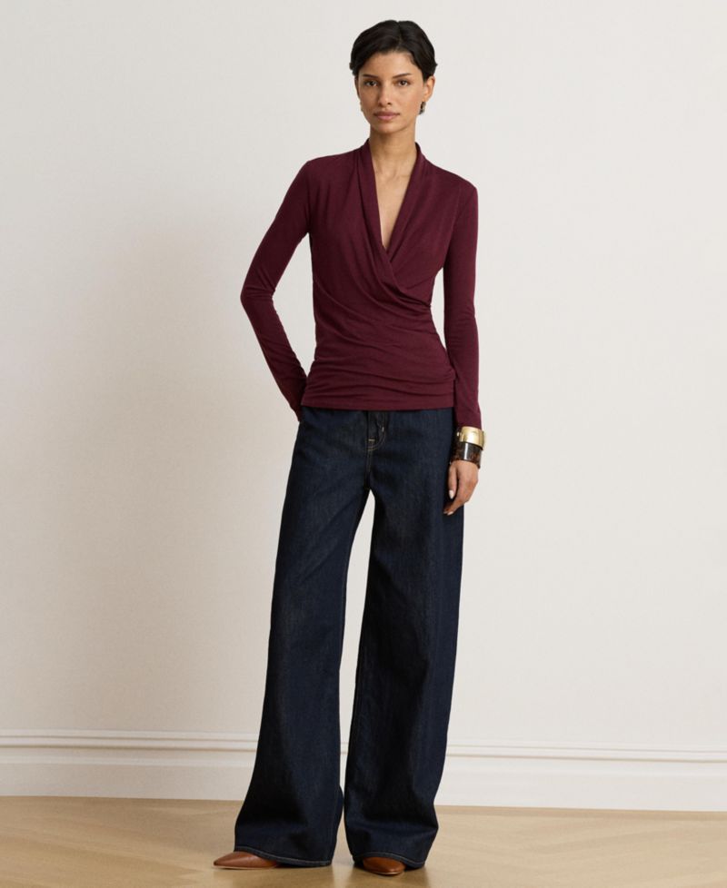 Women's Long-Sleeve Surplice Blouse