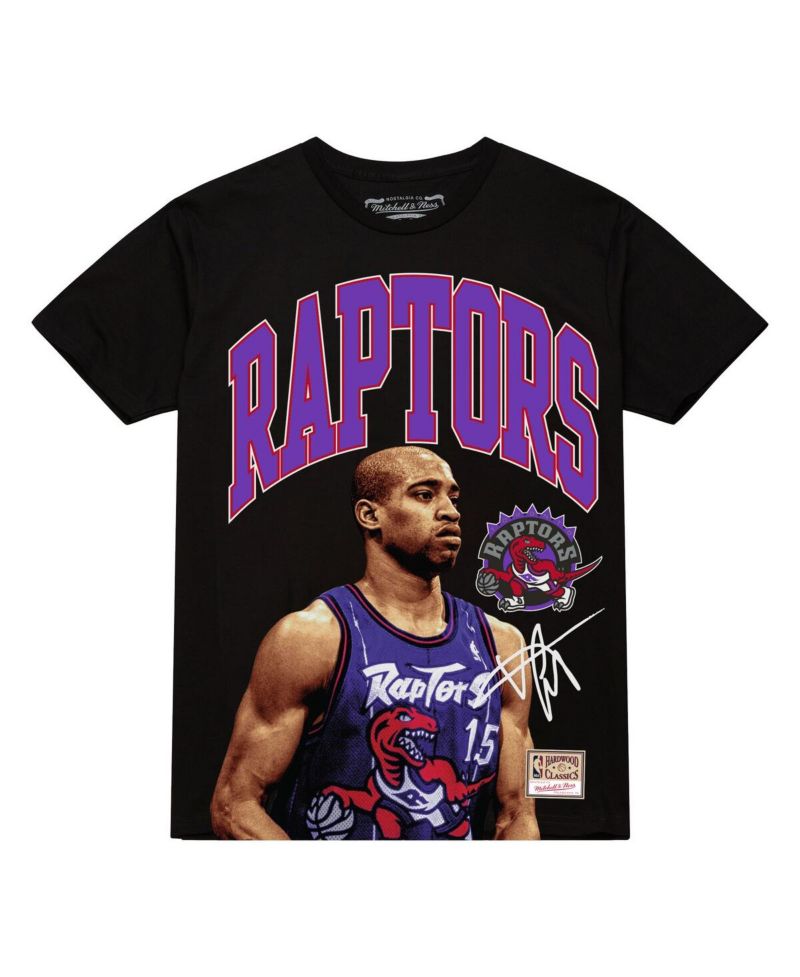 Men's Vince Carter Black Toronto Raptors Hardwood Classics Player Arch T-Shirt
