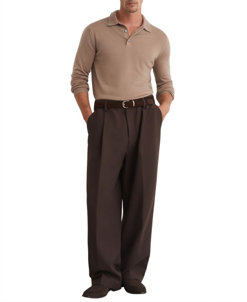 Men's Trafford Slim-Fit Long-Sleeve Merino Wool Polo Shirt