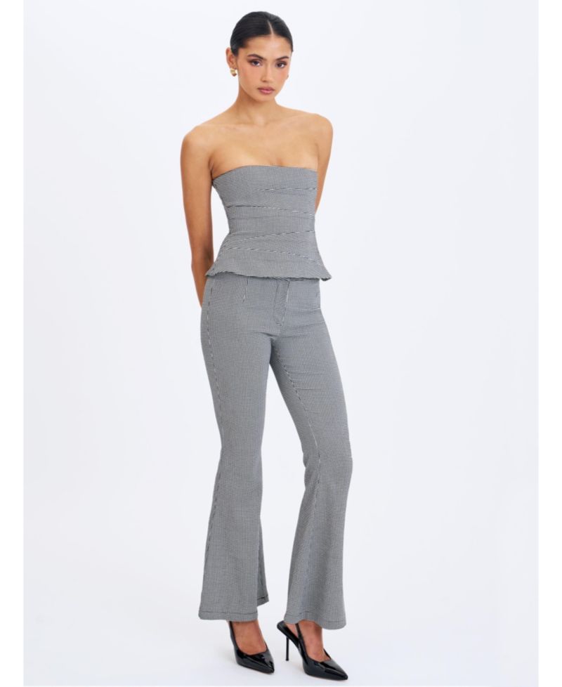 Women's Ulli Micro-Houndstooth Flared Pants