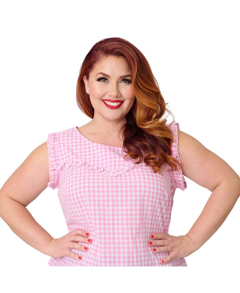 Women's Plus Size 1960s Ruffle Cotton Blouse