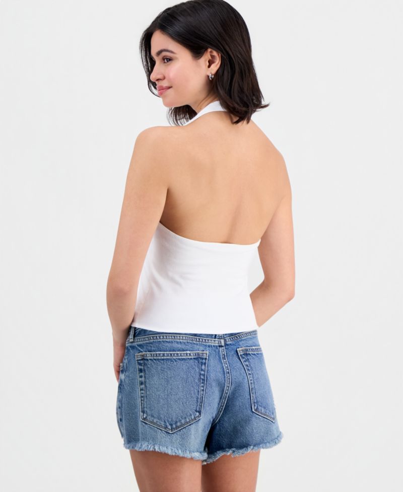 Juniors' Bead Embellished Halter Top