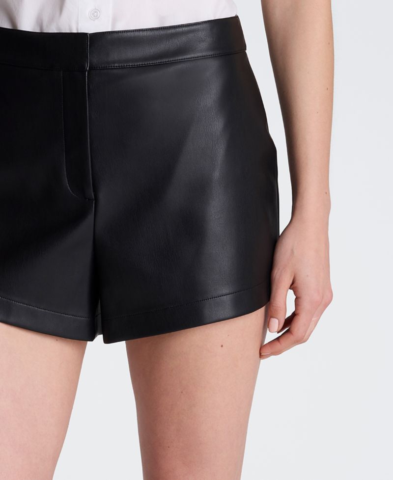Women's Faux Leather Fly Front Shorts