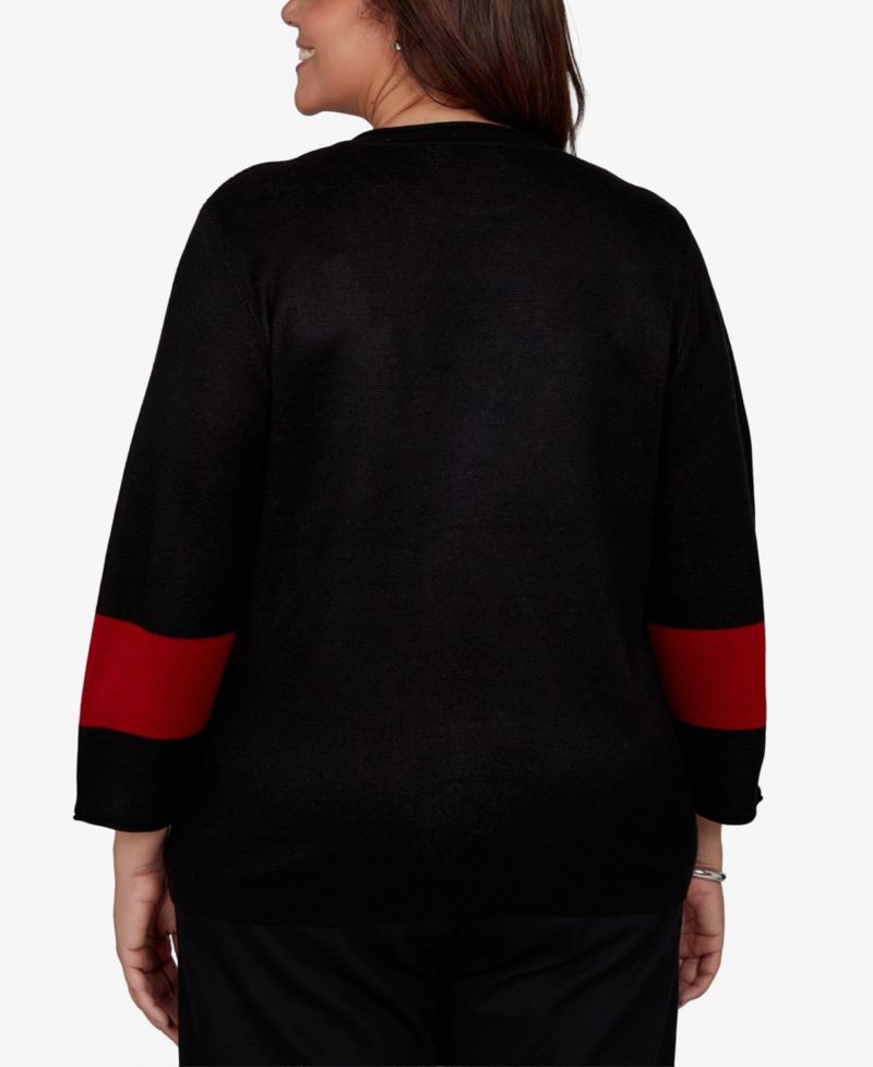 Plus Size Colorblocked 3/4-Sleeve Pullover Sweater