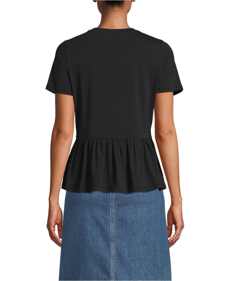 Women's Short Sleeve Lightweight Jersey Crew Neck Peplum Tee