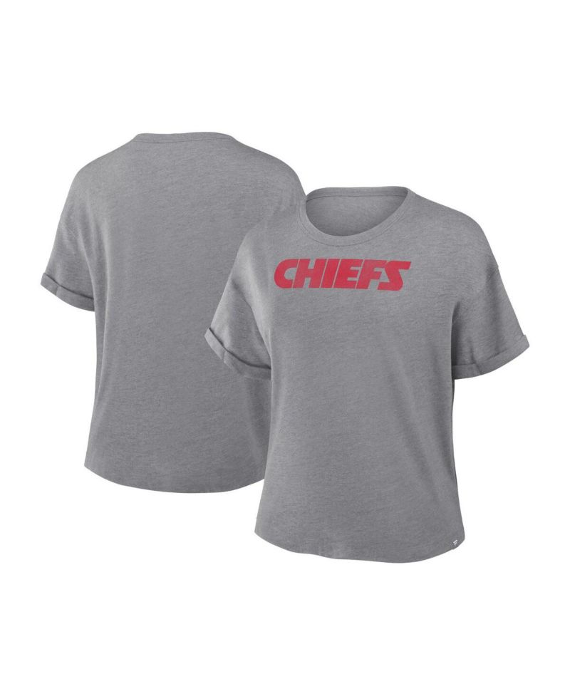 Women's Heather Gray Kansas City Chiefs Swing Pass Tri-Blend Boxy T-Shirt