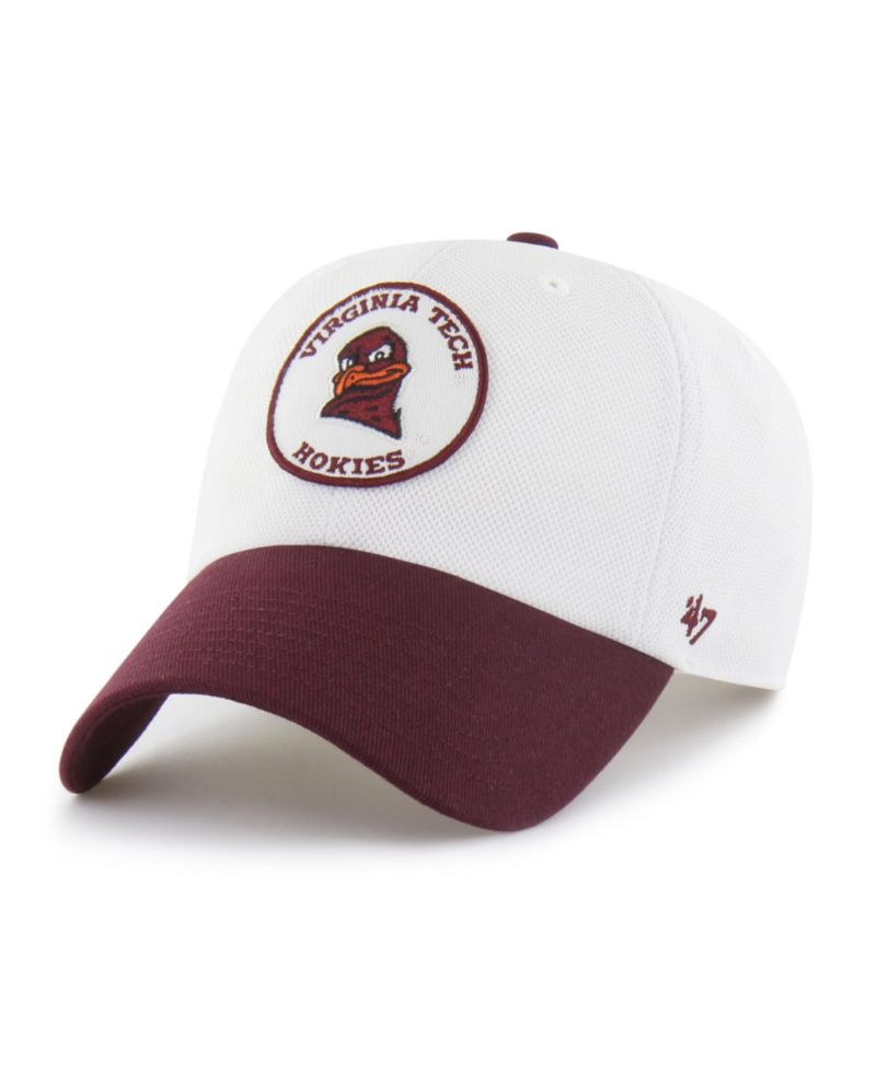 Men's and Women's '47 White/Maroon Virginia Tech Hokies Pique Patch Clean Up Adjustable Hat