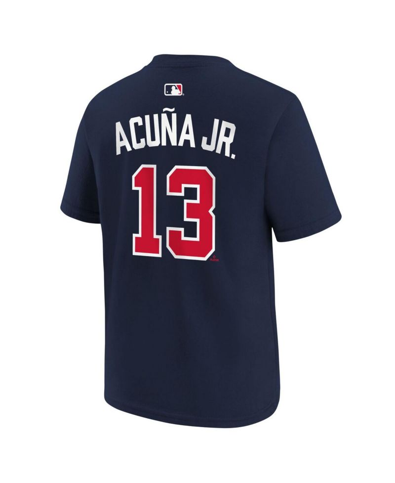 Big Boys and Girls Ronald Acu&ntilde;a Jr. Navy Atlanta Braves Name & Number T-Shirt