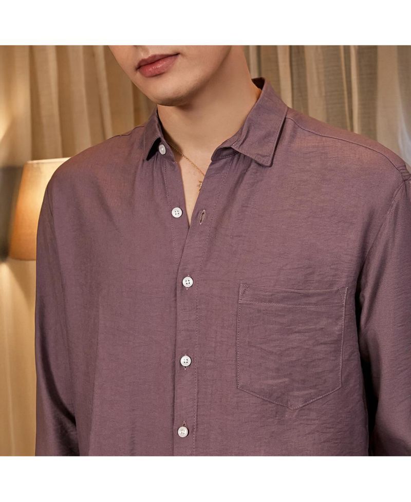Men's Grape Purple Breezy Wrinked Relaxed Shirt