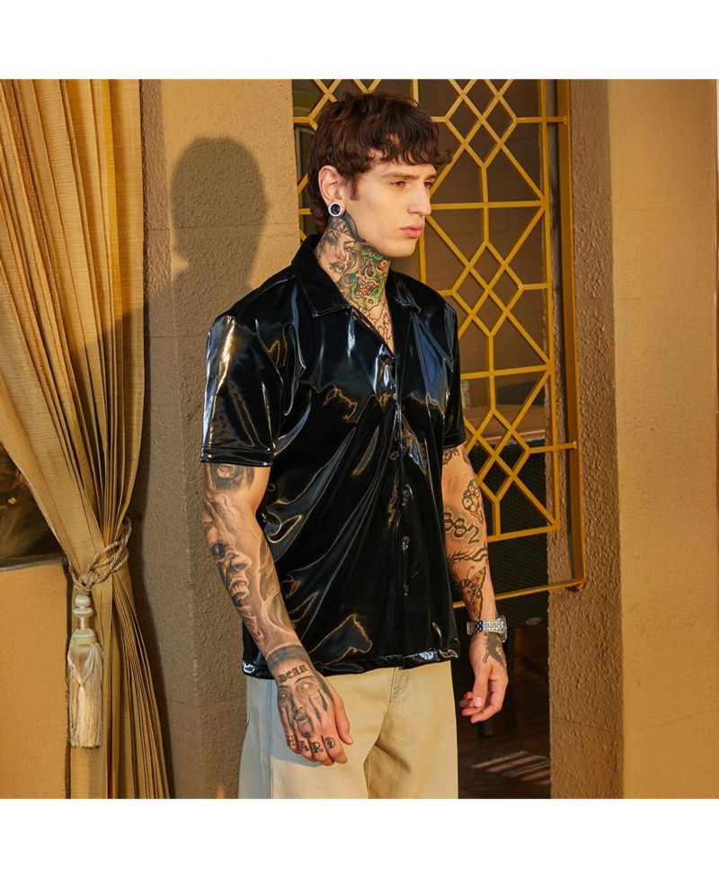 Men's Raven Black Patent Solid Shirt