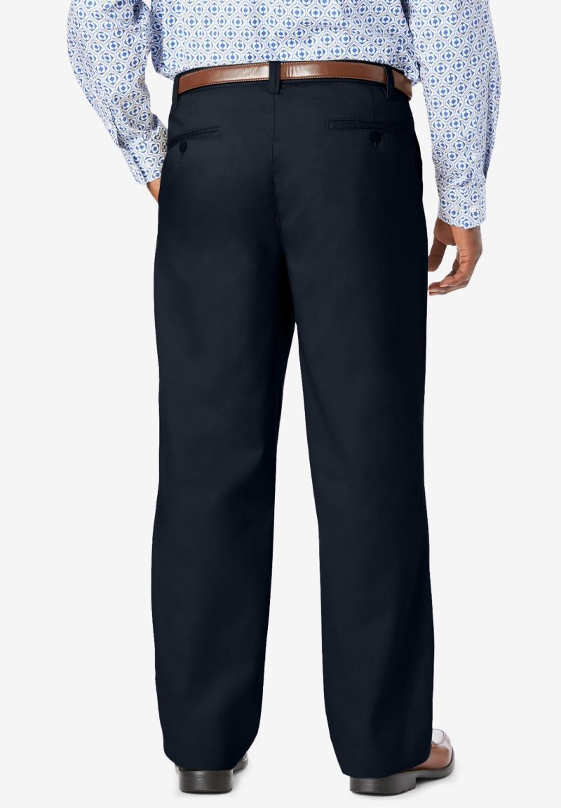 Men's Relaxed Fit Wrinkle-Free Expandable Waist Pleated Pants