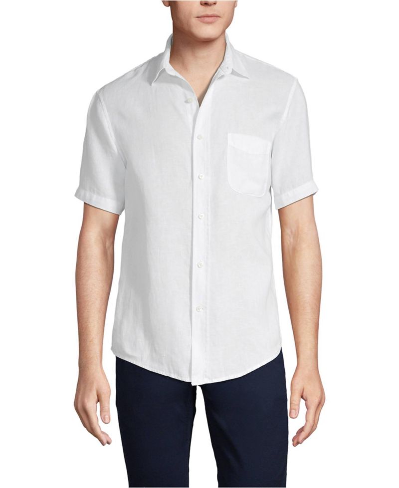 Men's Traditional Fit Short Sleeve Linen Shirt