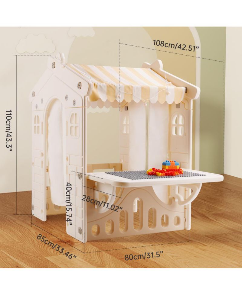 Foldable Lighted Kids' Playhouse with Building Blocks