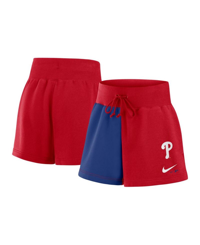Women's Red/Royal Philadelphia Phillies Color Block Phoenix Fleece Lounge Shorts