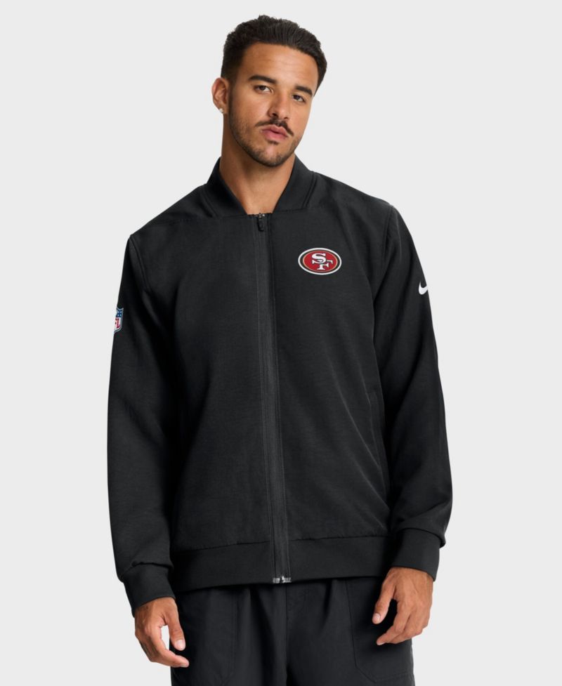 Men's Black San Francisco 49ers Sideline Full-Zip Bomber Jacket
