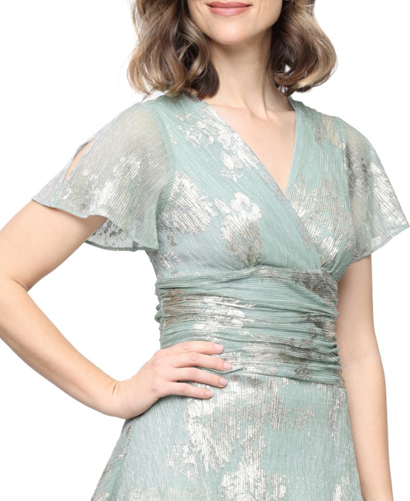 Women's Floral Surplice-Neck Tiered Dress