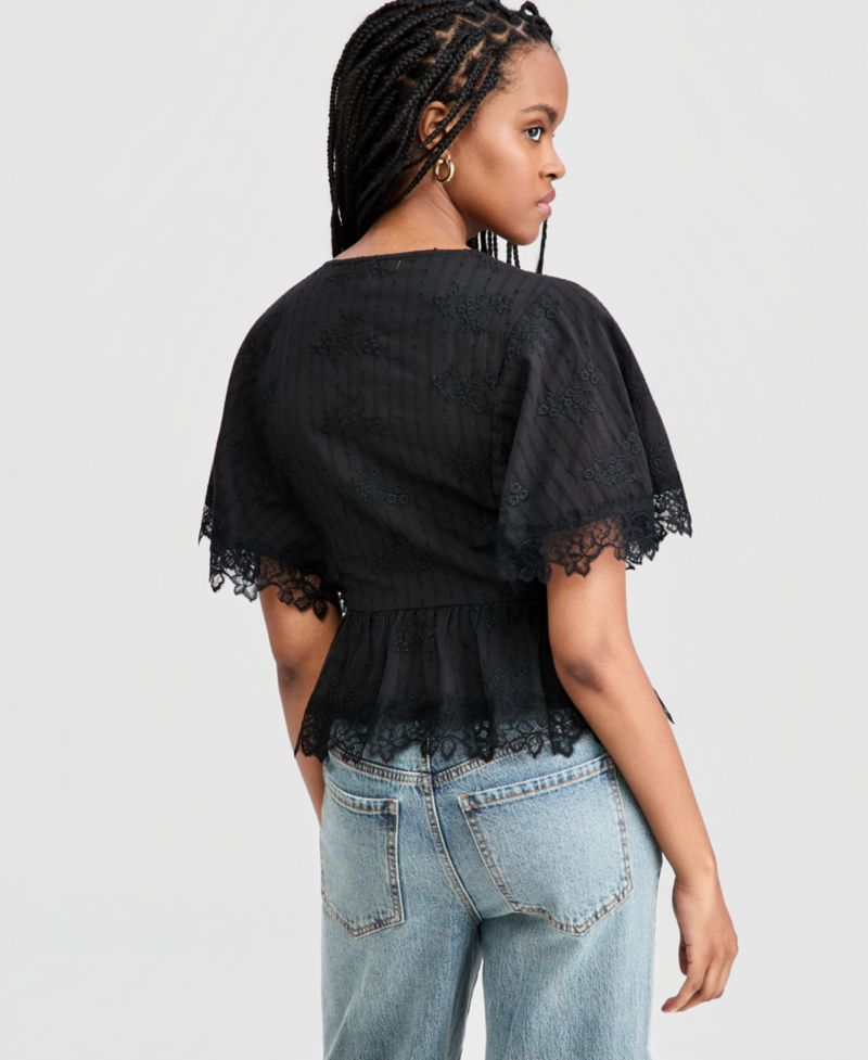Women's Lace-Trim Peplum Top
