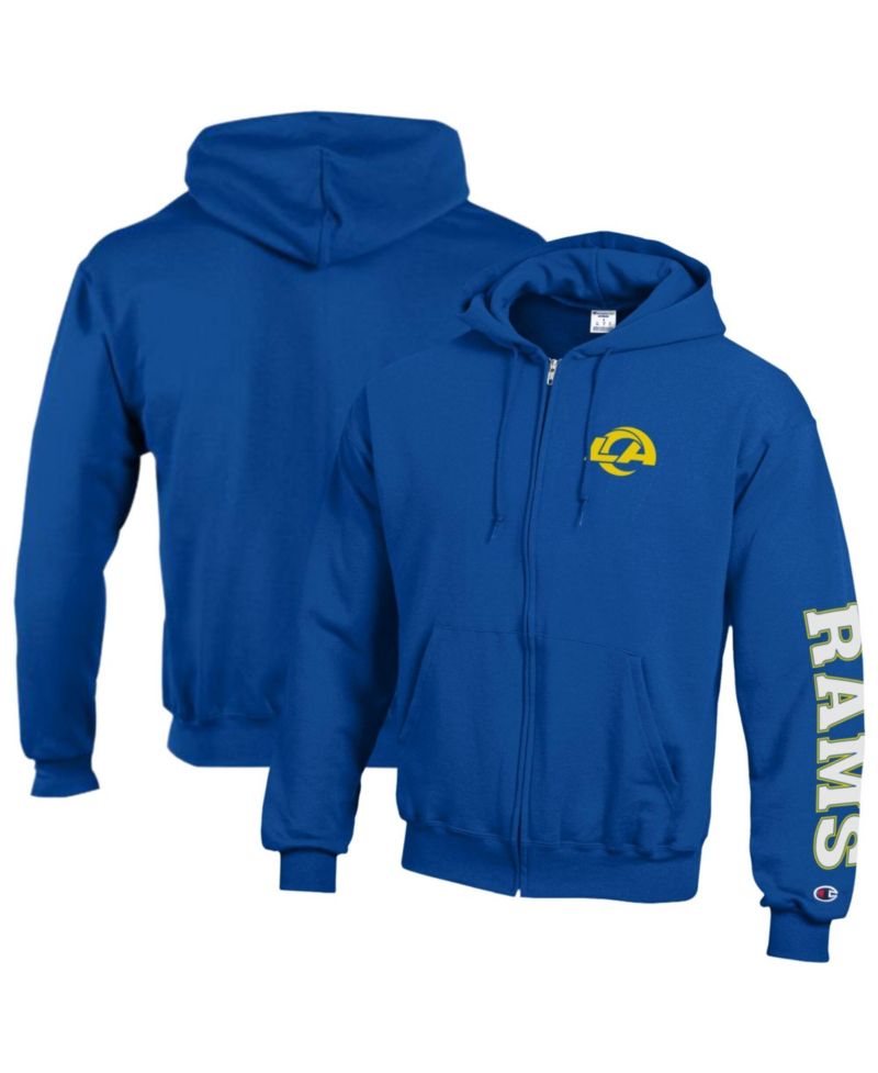 Men's Royal Los Angeles Rams Power blend Fleece Full-Zip Hoodie