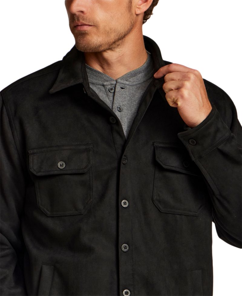 Men's Button-Front Faux Suede Overshirt