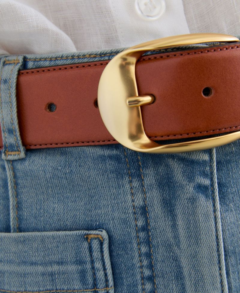 Women's Sammy Leather Round Gold Buckle Belt