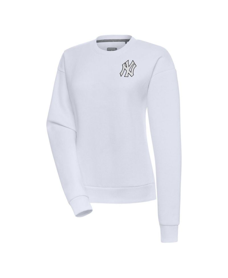Women's White New York Yankees Brushed Metallic Victory Pullover Sweatshirt
