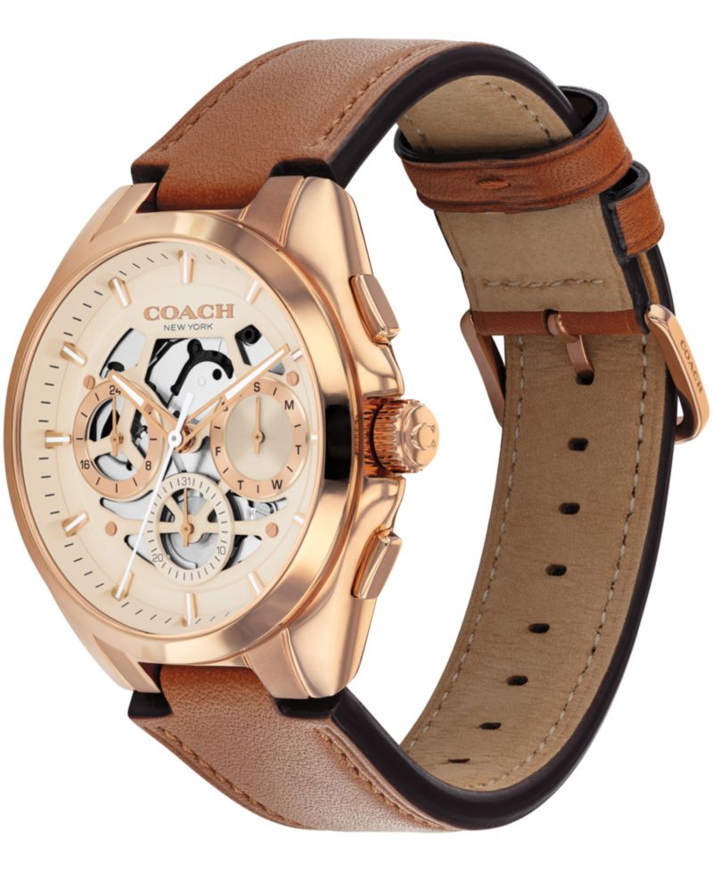 Men's Jackson Saddle Leather Strap Watch 41.5mm