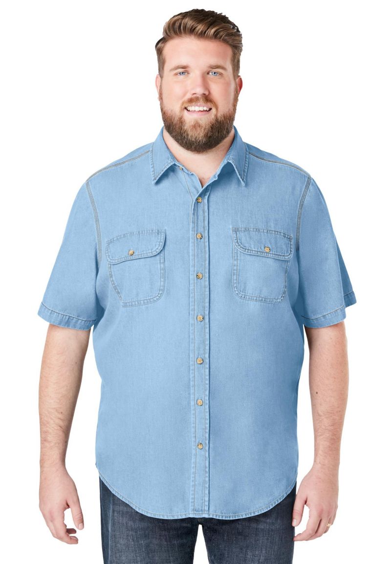 Tall by KingSize Short Sleeve Denim and Twill Shirt