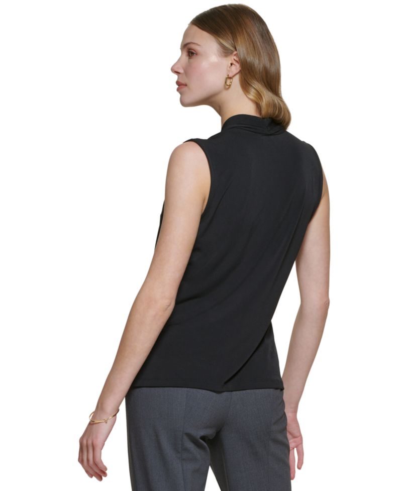 Gathered V-Neck Sleeveless Top