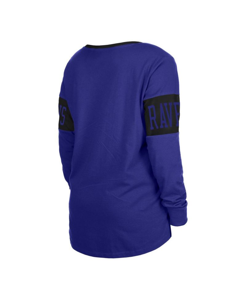 Women's Black Baltimore Ravens Lace-Up Notch Neck Long Sleeve T-shirt