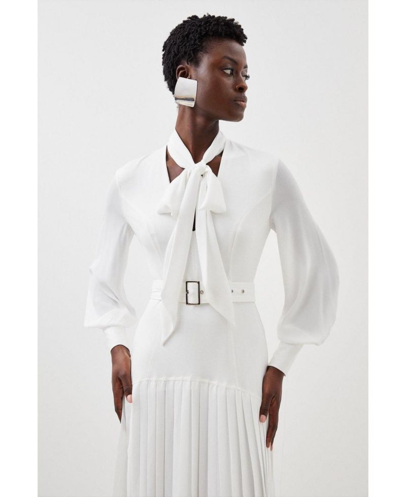 Women's Jersey Ponte Georgette Mix Maxi Dress