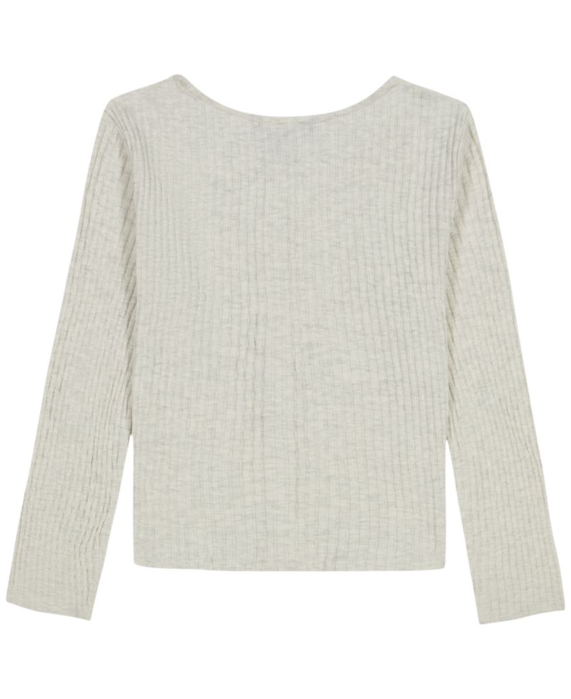 Girls' 7-16 Pointelle Rib Long-Sleeve Top
