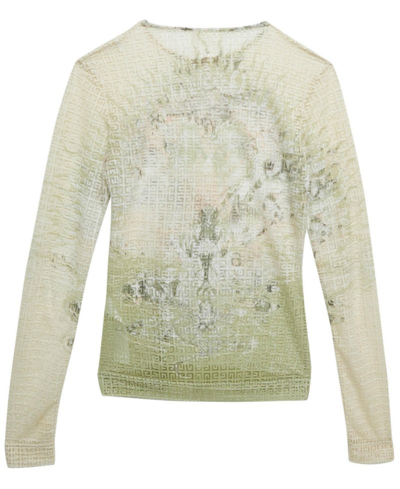 Women's Monogram Sheer Jacquard Knit Long Sleeve Top
